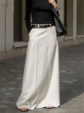 White High Waist Patchwork Long Skirt For Women Loose Casual Pocket Elegant Solid Fashion Summer Female Maxi Skirt