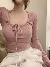 Bodycon Slim Y2k Crop Tops Casual Basic Korean Fashion Pullover Woman Long Sleeve Elegant Clothing Female Design 2023 Spring