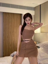 Summer Sexy Skirt Suits Women Two Piece Set New Strap Crop Top + High Waist Bodycon Mini Skirt Sets 2 Piece Outfits