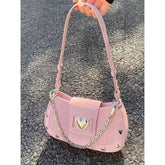 Hot Grils Y2k Handbag Women Vintage Sweet Cool Heart Chain Pink Underarm Bag Female Fairycore Aesthetic Shoulder Bag new