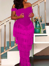 Pbong mid size graduation outfit romantic style teen swag clean girl ideas 90s latina aestheticWomen Dresses Blue Tassels Fringe Sexy Party Off Shoulder Sleevless Elegant Bodycon Long Cocktail Birthday Outfits Celebrate New