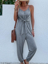 Women's Jumpsuit Lace up Pleated Solid Color V Neck Streetwear Sport Daily Regular Fit Spaghetti Strap Gray S M L Summer