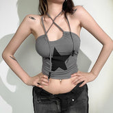 Gothic Camisole Halter Crop Top Tee Print Crop Top For Women's Adults' Hot Stamping 100% Polyester