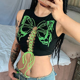 Spicy Girls Punk & Gothic Y2K Year 2000 Masquerade Tank Top Women's Drawstring Japanese Cosplay Costumes Black