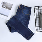 Jeans for woman high waist full Length skinny pencil black blue Denim pants 100kg