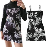New Summer Women Dragon Pattern Sleeveless Split Hip Slender Slim Fit Sexy Print Dress motel rocks