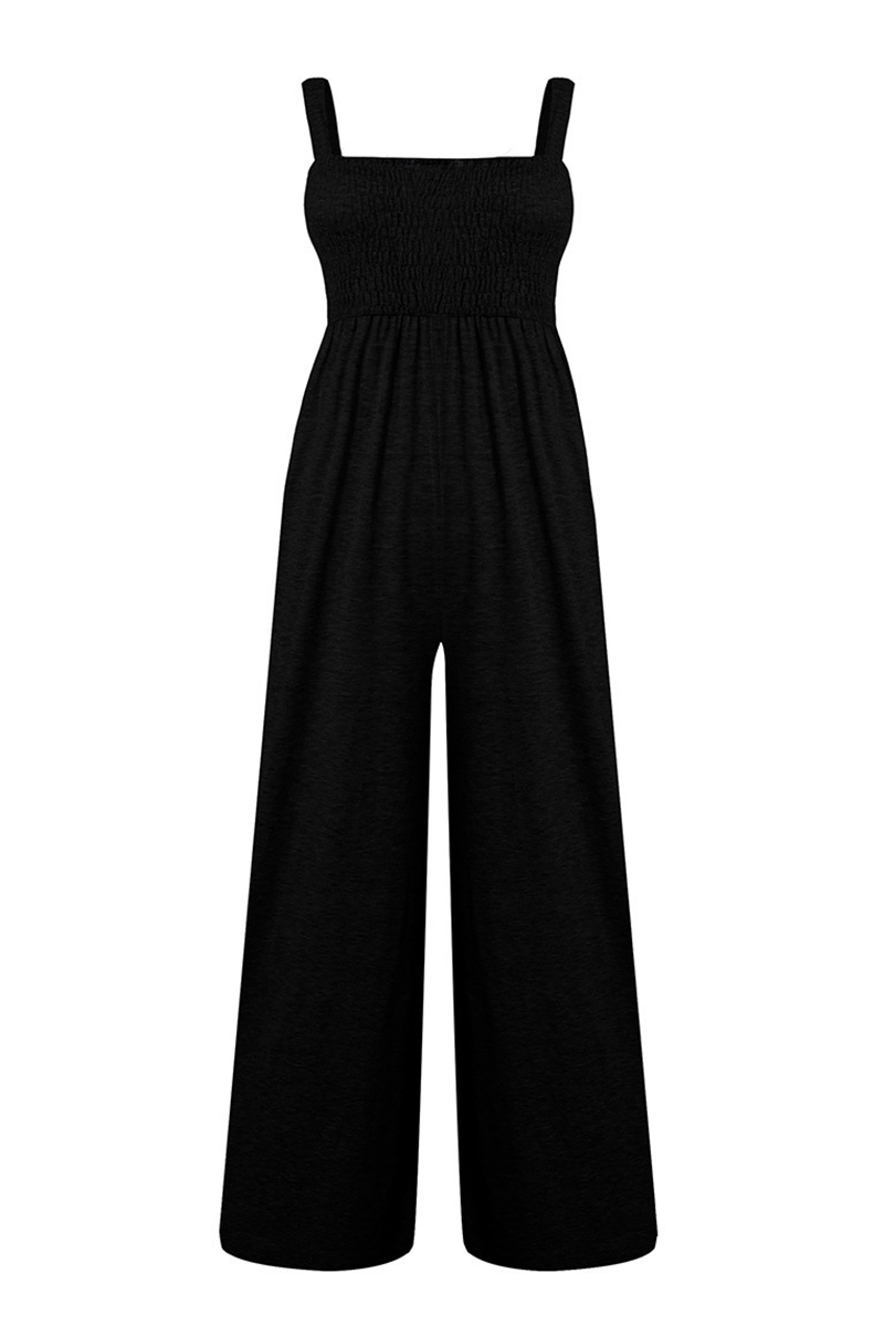 Casual Solid Patchwork Square Collar Straight Jumpsuits(4 Colors)