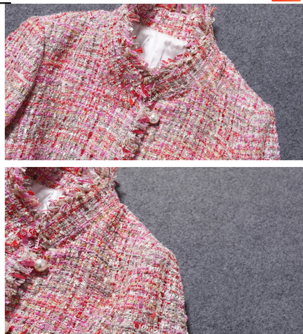 Pink Tweed Jacket spring / autumn /winter women's jacket coat classic ladies wild ladies bright wire braided tweed jacket