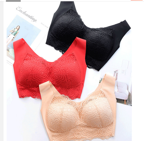 Pbong mid size graduation outfit romantic style teen swag clean girl ideas 90s latina aesthetic FallSweet Wire Free Lace Bras for Women Plus Size Vest Lingerie Thin Cup Brassiere Eveyday Wear