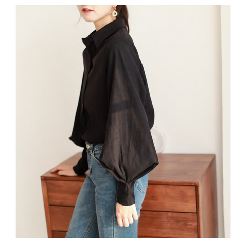 Pbong mid size graduation outfit romantic style teen swag clean girl ideas 90s latina aestheticWomen blouse vintage Turn-down Collar Spring Autumn Lantern sleeve women shirts white tops long sleeve shirt black ladies tunic