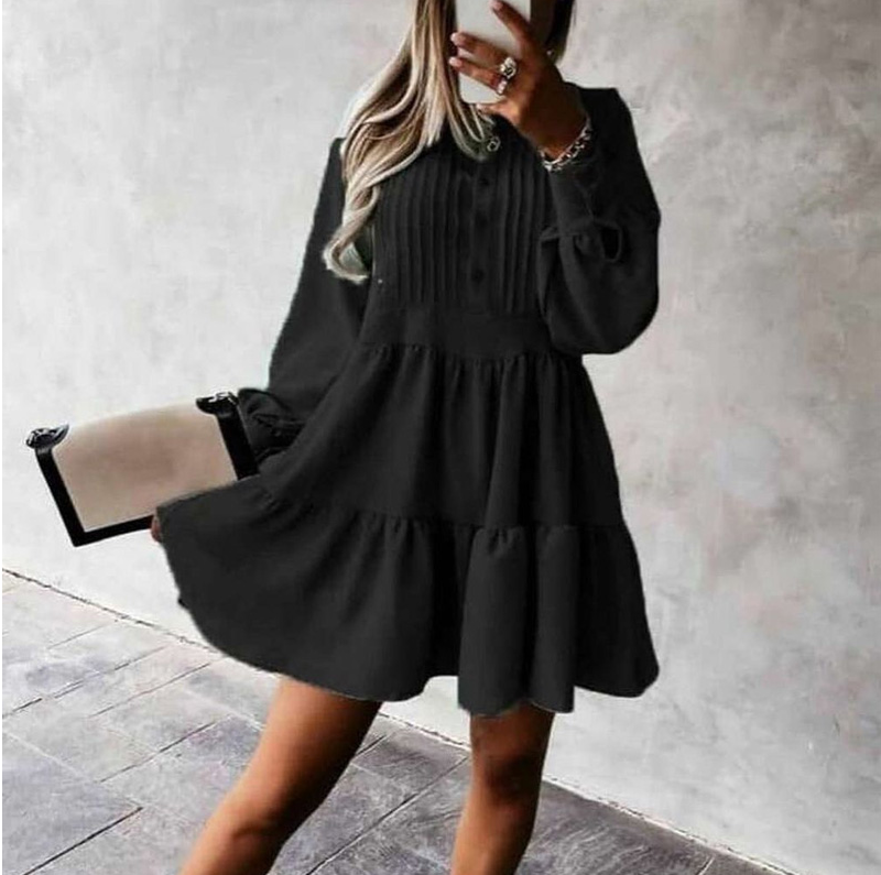 BOHO INSPIRED TIERED pleating women DRESS long sleeve spring autumn dress fashion ladies dress pockets mini sexy dress women