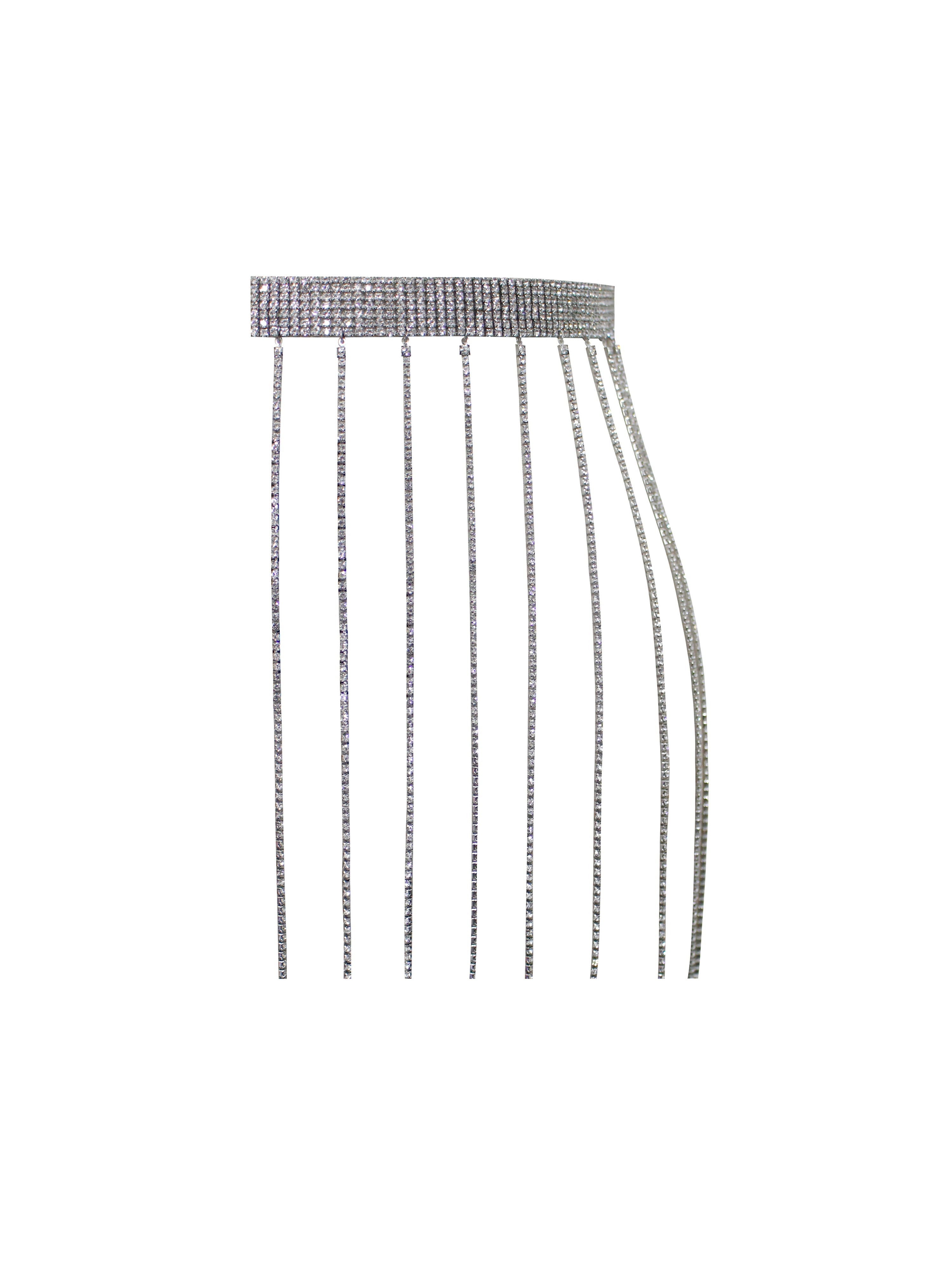 Metallic Crystal Fringe Skirt Waist Chain