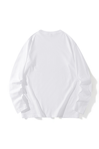 Pbong - White Vintage Print Letter O Neck Tops