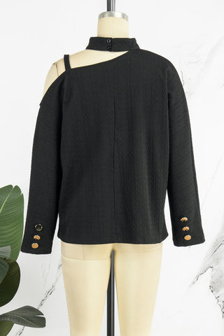 Pbong - White Casual Solid Patchwork Turtleneck Tops