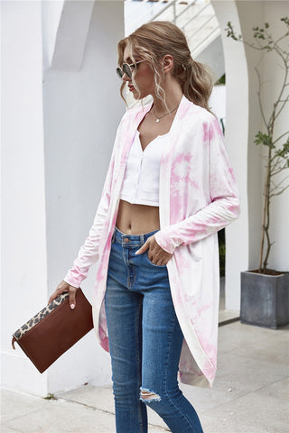 Tie-Dye Open Front Longline Cardigan