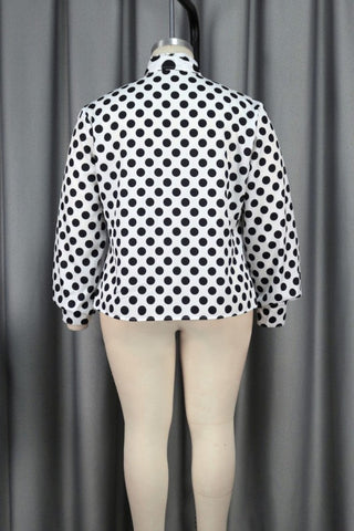 Pbong - White Casual Dot Print Turtleneck Tops