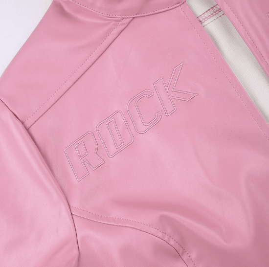 Pink PU leather motorcycle jacket