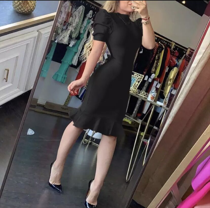 High Quality Black Purple Short Sleeve Ruffles Rayon Bandage Dress Elegant Club Party Dress Vestidos  Pbong  mid size graduation outfit romantic style teen swag clean girl ideas 90s latina aesthetic