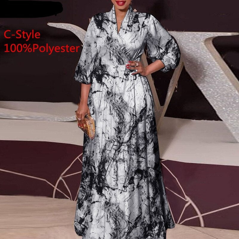 Pbong Summer Party Dress  Women Vintage Printed Maxi Long Dress Casual Vestido Casual Robe Femme Holiday Sundress Oversized