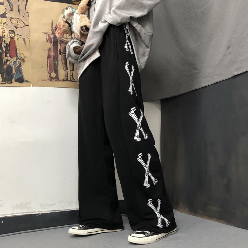 Pants Women Printed Leisure Chic Unisex Couples Trousers Harajuku Womens Loose Daily Setreetwear Hip-hop Ins Retro New Ulzzang