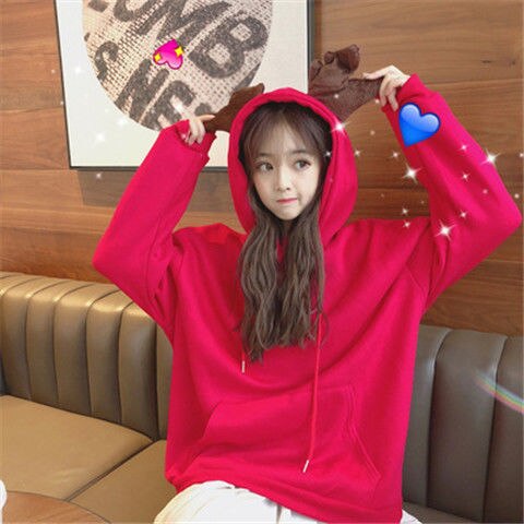 Merry Christmas gift Snow deer print Harajuku hoodie women winter jacket Red Kawaii sweatshirt Korean style Pullovers clothes