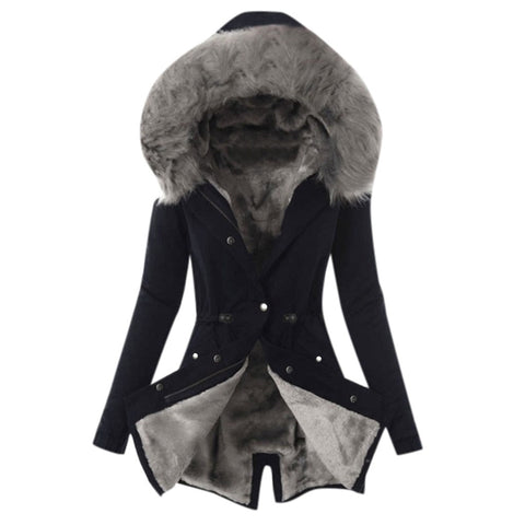 Winter Women Coat Ladies Fur Lining Coat Womens Winter Warm Thick Long Jacket Hooded Overcoat Fashion Parka Coat Jacket