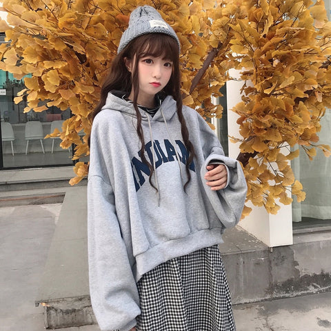 Hoodies Women Hooded Oversize Thick Plus Velvet Loose False Two-piece Letter Print Womens Hoodie All-match Leisure Simple Trendy