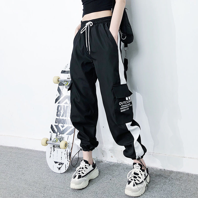 cargo pants summer women High waist pants loose joggers pants streetwear punk black capris trousers Korean Harem Pants