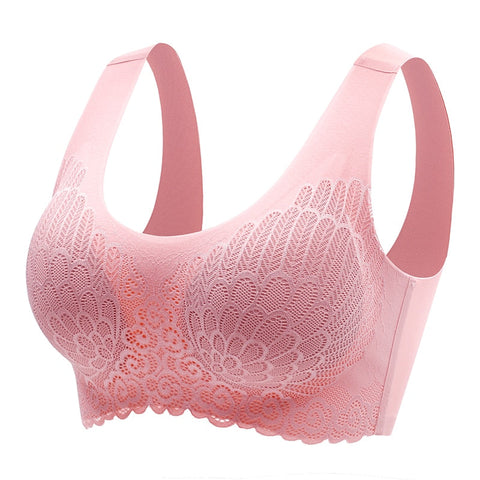 Plus Size Bras For Women Latex Seamless Bra With Gathers Pad Comfortable Bralette Push Up Brassiere Bra Vest Wireless