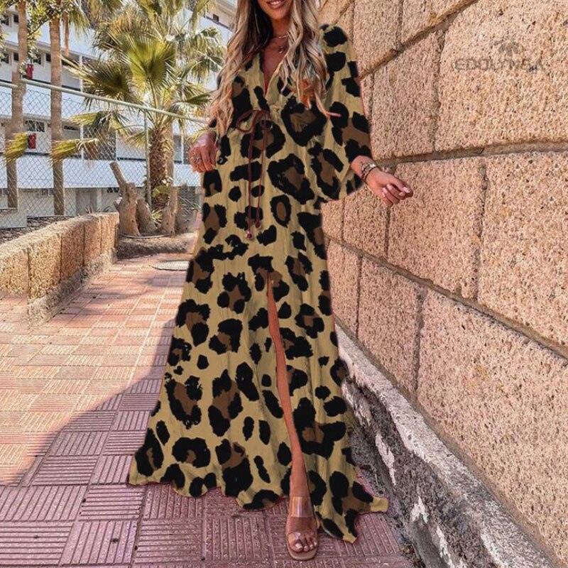 Bikini Cover-ups Boho Print Long Dress Self Belted Sexy Beach Tunic  Summer Women Beach Wear Swim Suit Cover Up Pbong mid size graduation outfit romantic style teen swag clean girl ideas 90s latina aesthetic