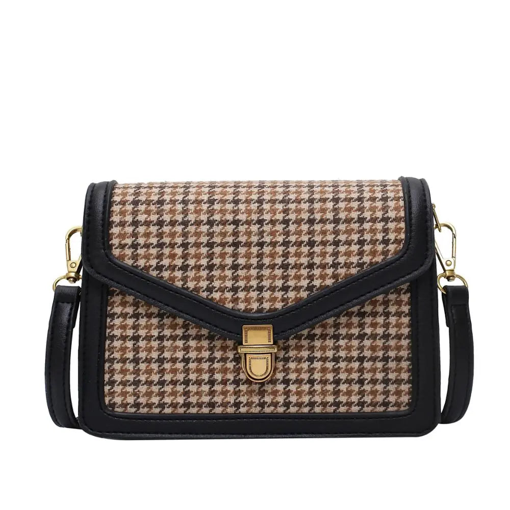 Plaid PU Leather Crossbody Bags For Women Luxury Vintage Shoulder Messenger Small Bag Female Trend Travel Handbags Purse