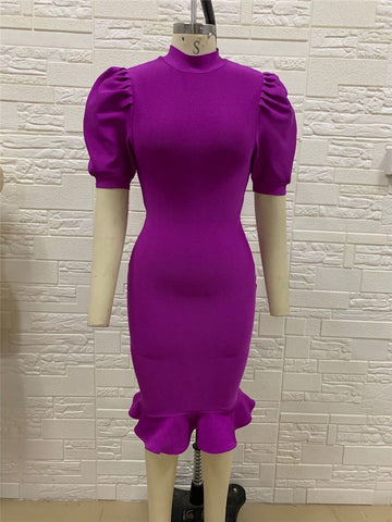 High Quality Black Purple Short Sleeve Ruffles Rayon Bandage Dress Elegant Club Party Dress Vestidos  Pbong  mid size graduation outfit romantic style teen swag clean girl ideas 90s latina aesthetic