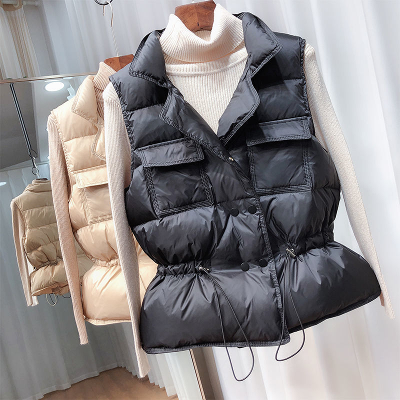 New Ultra Light Down Vest Women Short Vest Windproof Lightweight Warm Waistcoat Female White Duck Down Down Coat Sleeveless