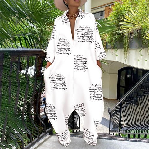 One Piece Sets Summer Casual Loose Oversize Long Sleeve Plaid Overalls Graphic Print Buttoned Pocket Design Casual Jumpsuit