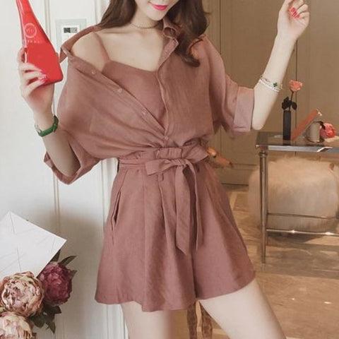 Pbong mid size graduation outfit romantic style teen swag clean girl ideas 90s latina aestheticNew Summer  Casual Three Piece Sets Women Turn-down Collar Tops And Vest And  Wide Leg Shorts Pants Female Suit Outfits