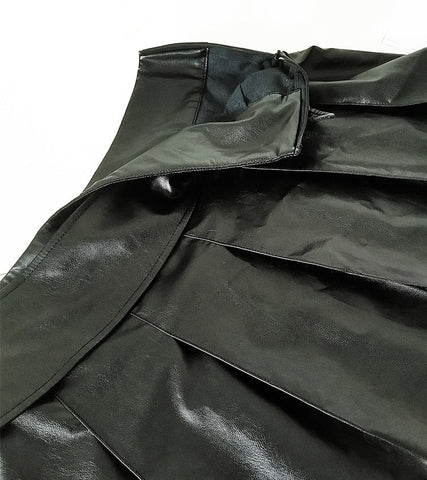 Pbong - Summer New Leather Skirt Korean Fashion All-match High Waist Pleated Sexy Vintage Short Skirt Y2k Black Mini Women's Skirt