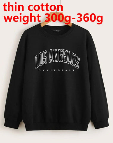 Letter Los Angeles Sweatshirt Hip Hop Pullovers O-neck Regular Trendy Knitted Unisex