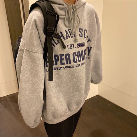 6 colors Plus size casual Harajuku Korean Style Hoodies Women New Simple sweatshirt Hooded Velvet Chic Loose Oversize Streetwear