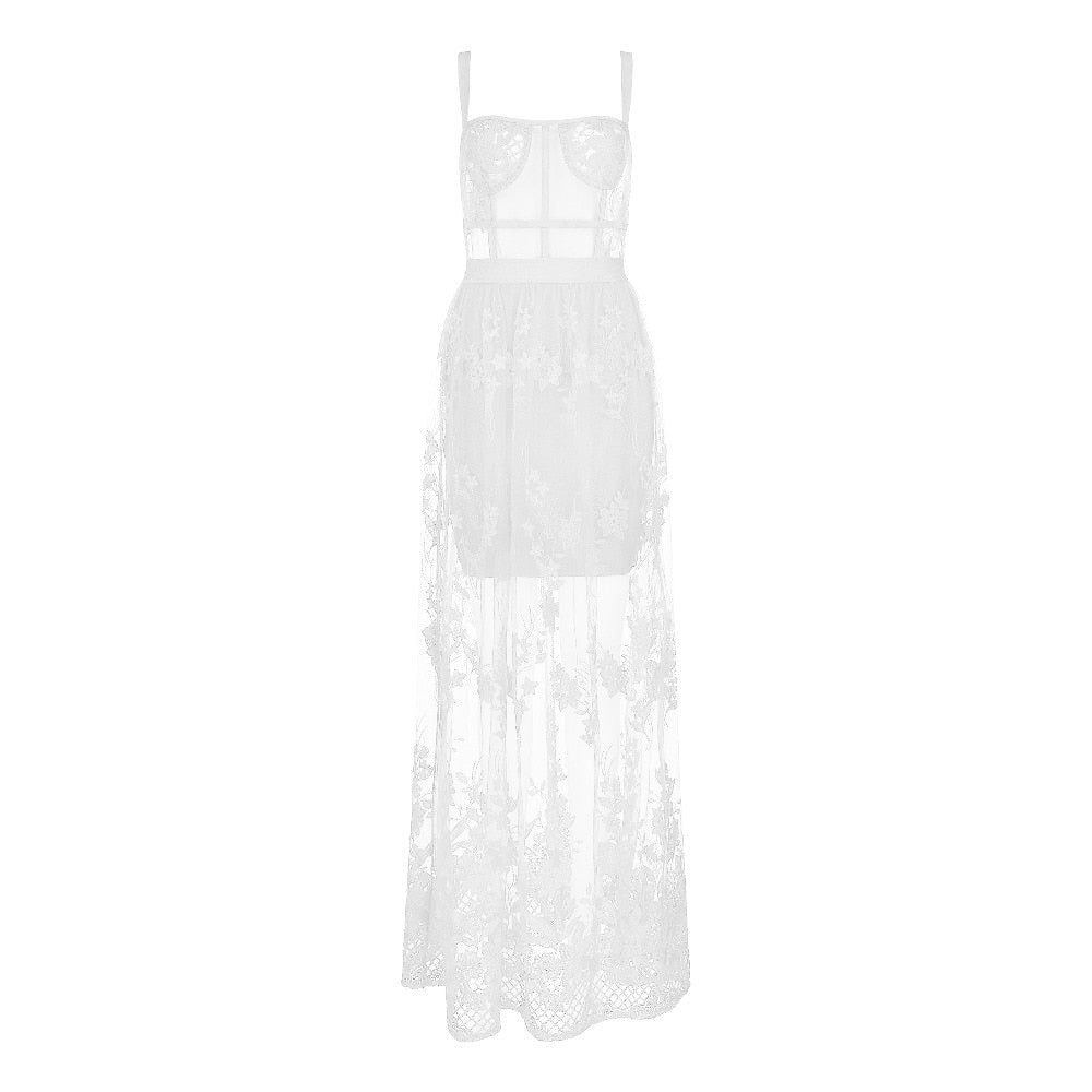 High Quality Red Lace Sleeveless Hollow Out Long Rayon Bandage Dress Evening Party Cute Dress  Pbong mid size graduation outfit romantic style teen swag clean girl ideas 90s latina aesthetic