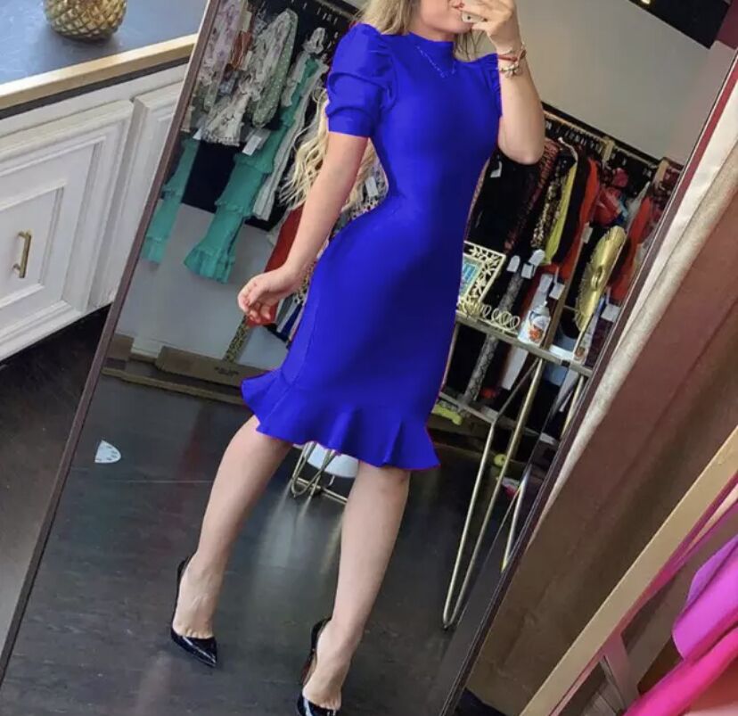 High Quality Black Purple Short Sleeve Ruffles Rayon Bandage Dress Elegant Club Party Dress Vestidos  Pbong  mid size graduation outfit romantic style teen swag clean girl ideas 90s latina aesthetic