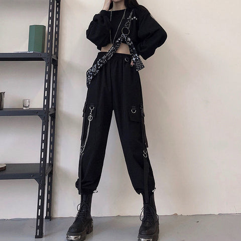 Hot Big Pockets Cargo pants women High Waist Loose Streetwear pants Baggy Tactical Trouser hip hop high quality joggers pants