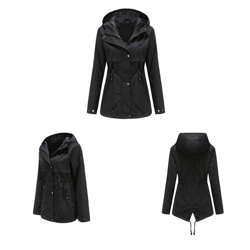 Trench Coat For Women New Autumn Fashion Long Sleeve Plus Size Overcoat Female Casual Outwear Loose Hooded Windbreaker