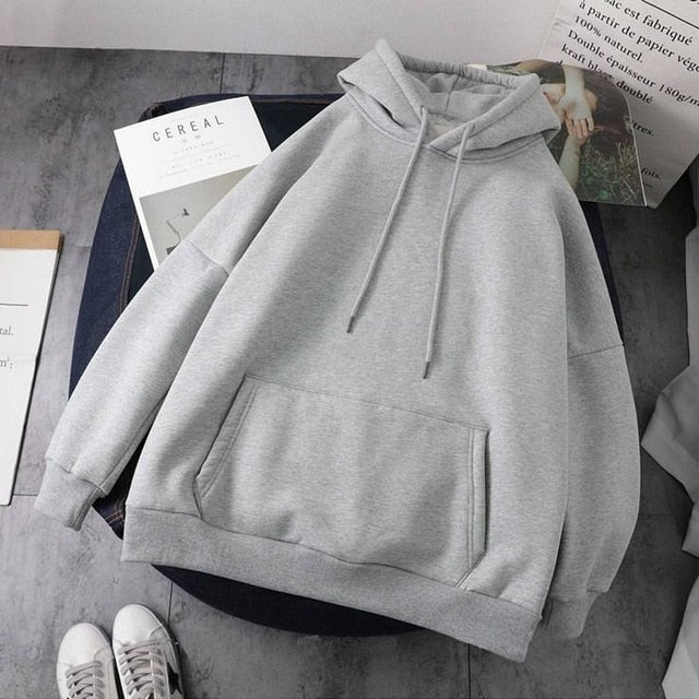 Jacket women solid color hoodies autumn winter imitation lamb wool korean loose plus velvet thick zipper sweatshirt tops