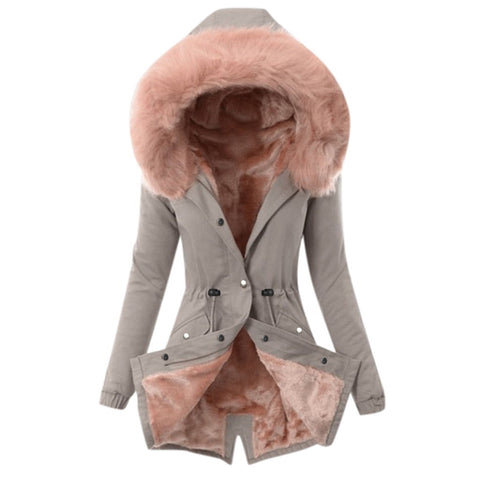 Winter Women Coat Ladies Fur Lining Coat Womens Winter Warm Thick Long Jacket Hooded Overcoat Fashion Parka Coat Jacket