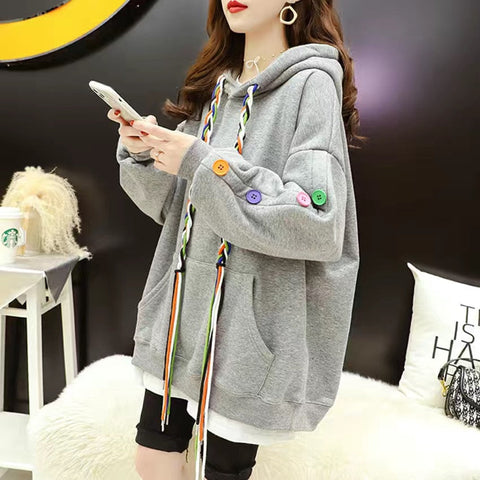 Polar fleece hooded spring and autumn casual hooded sweatshirt loose long sleeve hoodie pullover women's wool hooded top