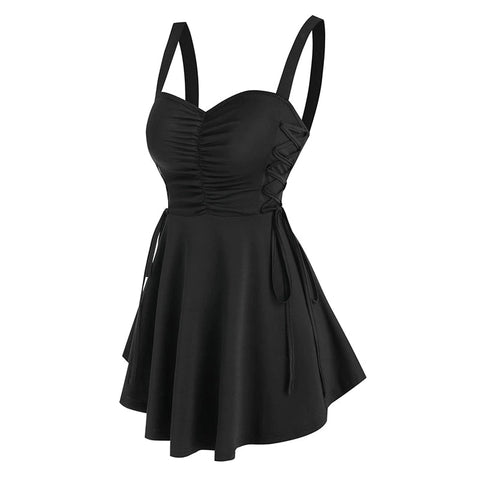Pbong  mid size graduation outfit romantic style teen swag clean girl ideas 90s latina aestheticSummer Sexy Dress Women Open Back and Thin Temperament Sling Fashion Solid Color Drawstring High Waist V-neck Dresses