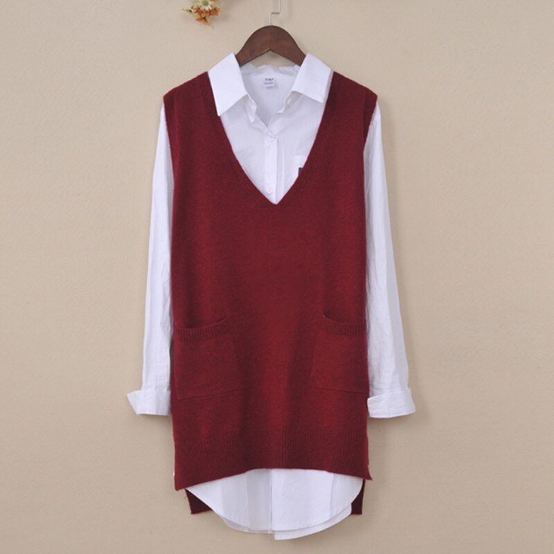Long Knitted Vest Women V-neck Solid Polly Pocket Plus Size Sleeveless Vest Pullover Gilet Femme Korean Casual Female Vest 4XL