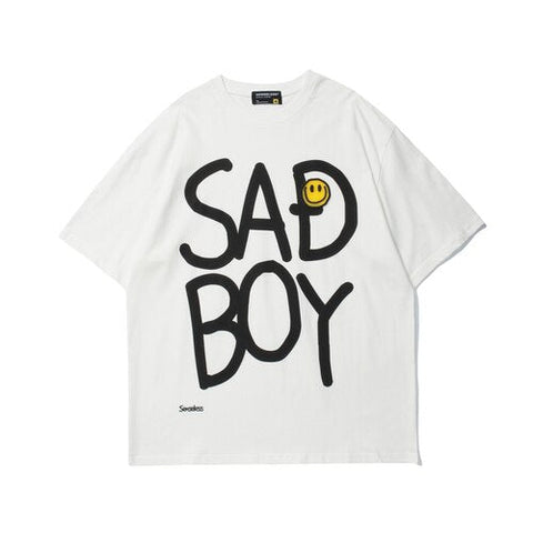 Hip Hop Street Letter Smiley T-shirt Loose Casual Top Korean Short Sleeve T-shirt Men's Letter Print Oversized Women's T-shirt