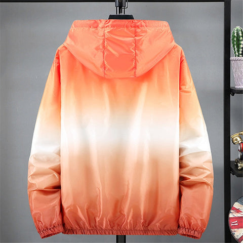 Jacket Women Ultra Thin Sunscreen Coat  Spring Summer New Fashion Gradient Orange Blue Pink Plus Size Loose Hooded Tops N852