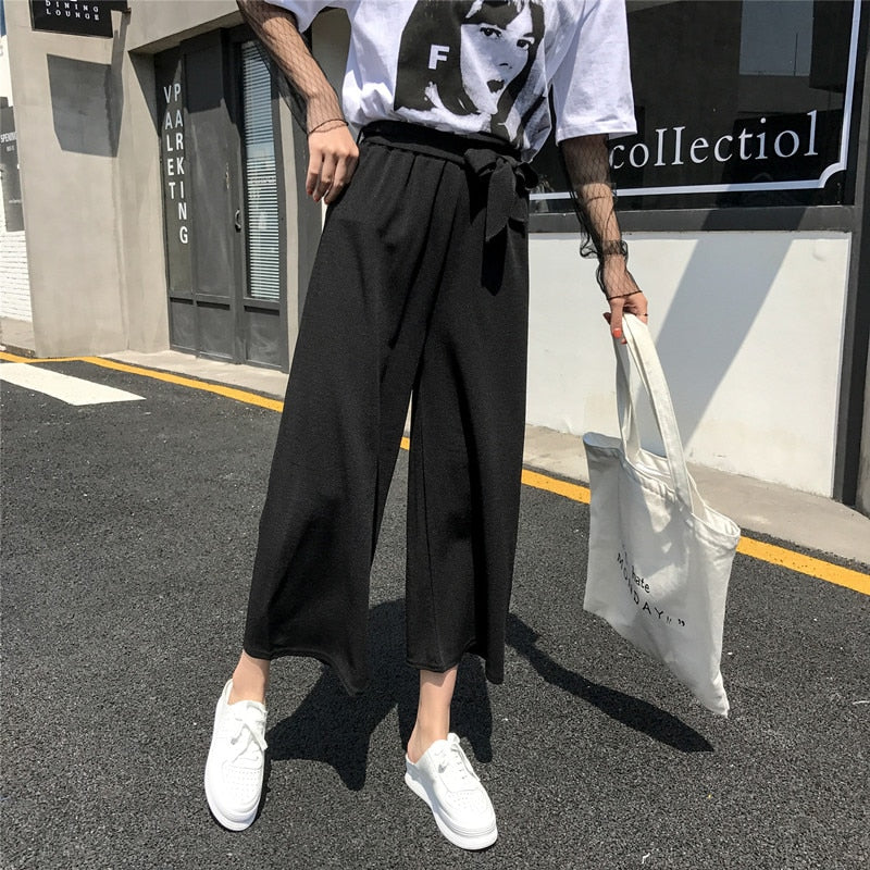 Women Casual Loose Wide Leg Pant Womens Elegant Fashion Preppy Style Trousers Female Pure Color Females New Palazzo Pants